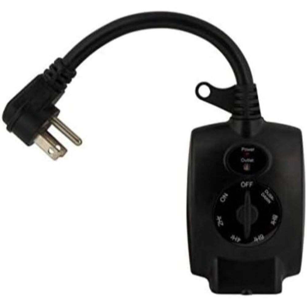 Outdoor 15A Countdown Timer w/ Dusk-to-Dawn Sensor Weatherproof Grounded Outlet